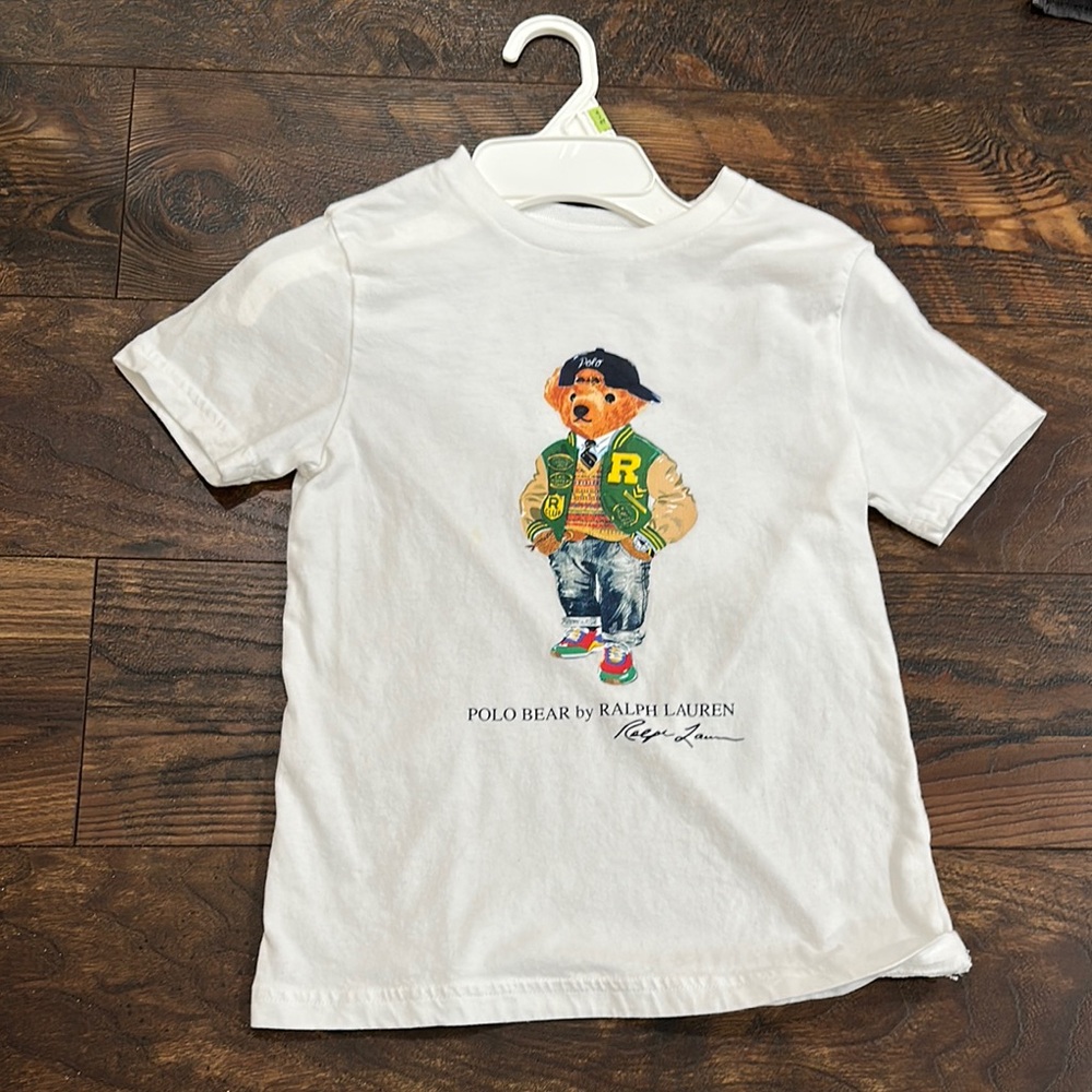 Polo by Ralph Lauren White Kids Tee with Bear Graphic
